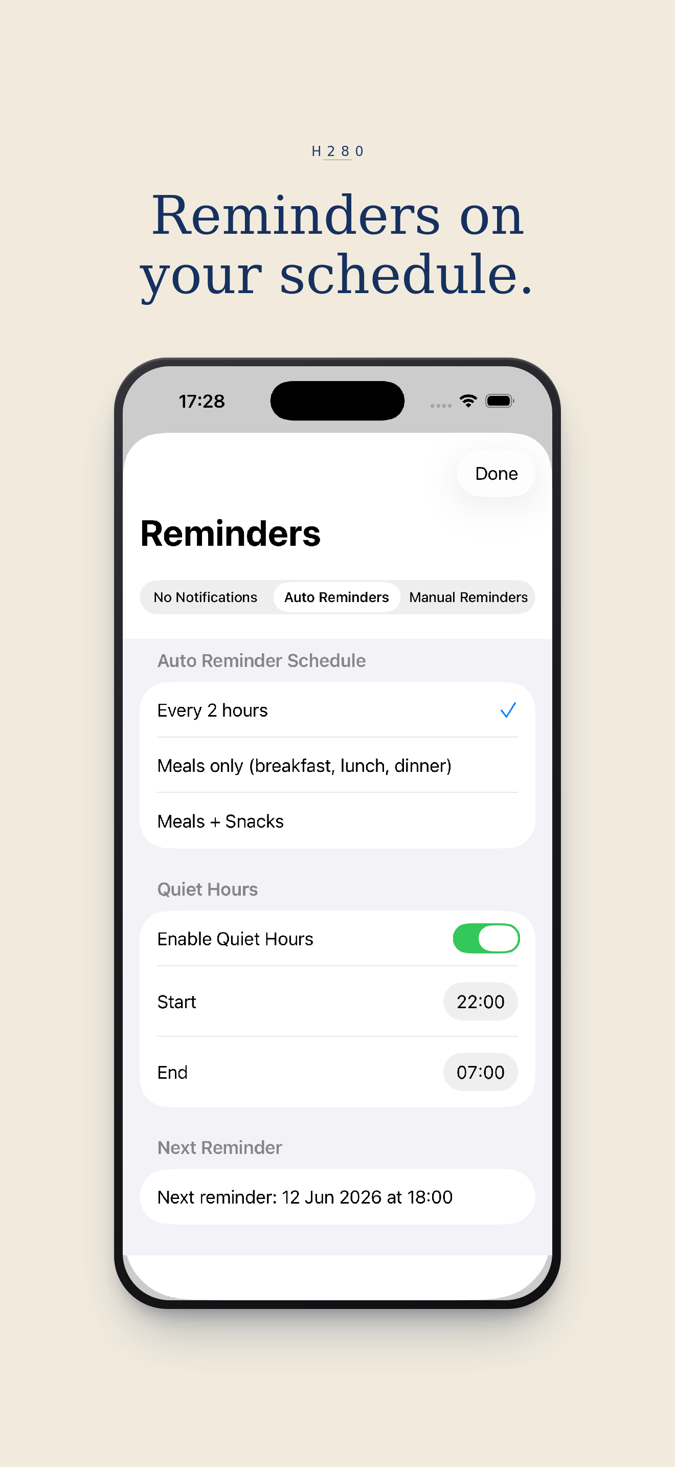 Reminders that respect your time.